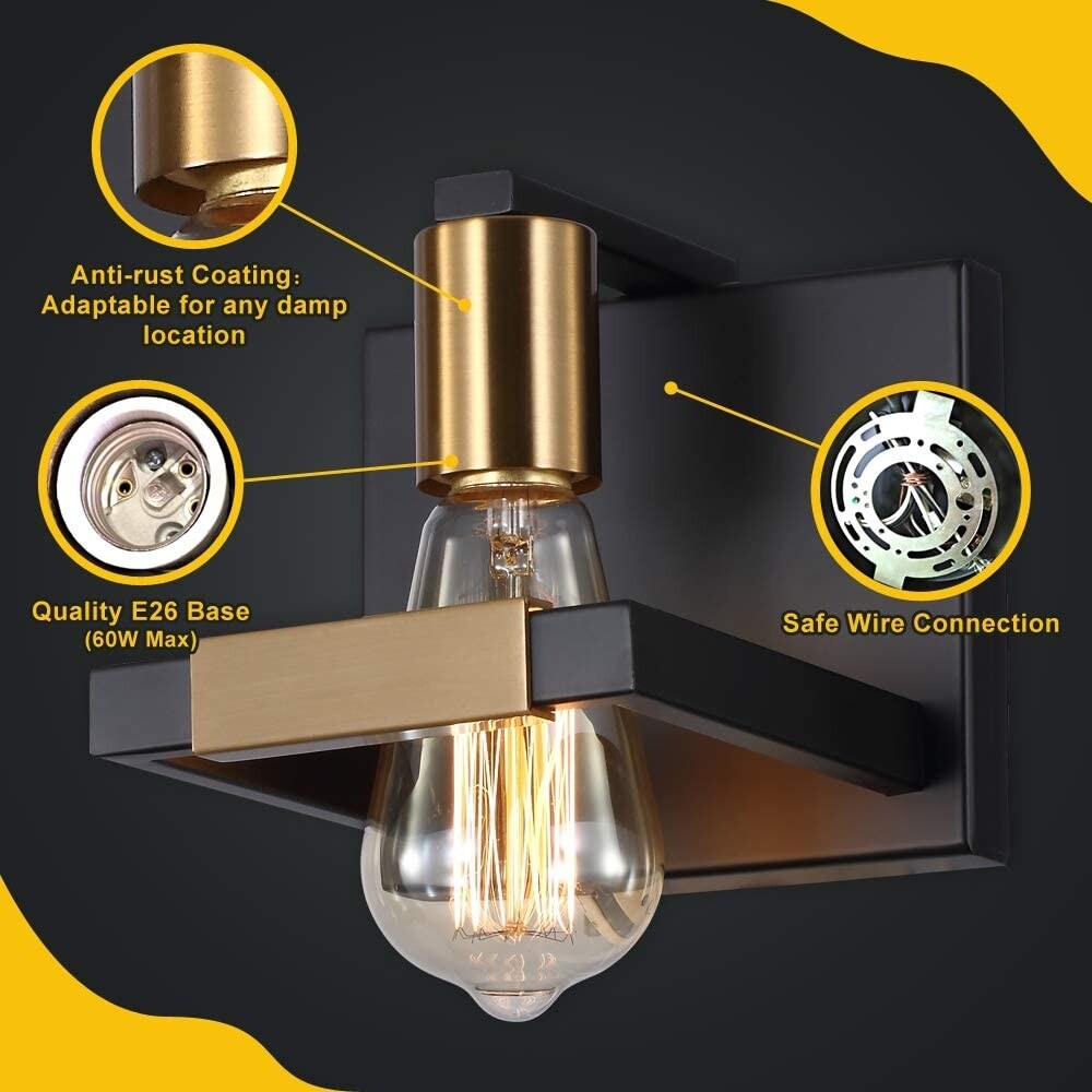 Industrial indoor wall lights black wall lamps for bedrooms