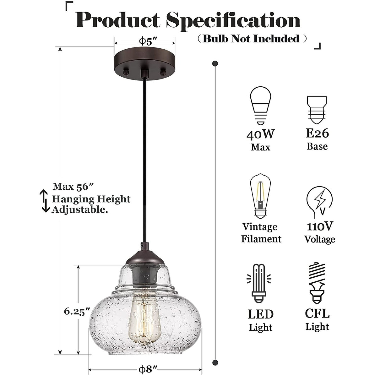 Industrial pendant lights kitchen island farmhouse glass hanging light
