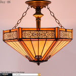 Industrial tiffany ceiling light fixture vintage semi flush mount lamp