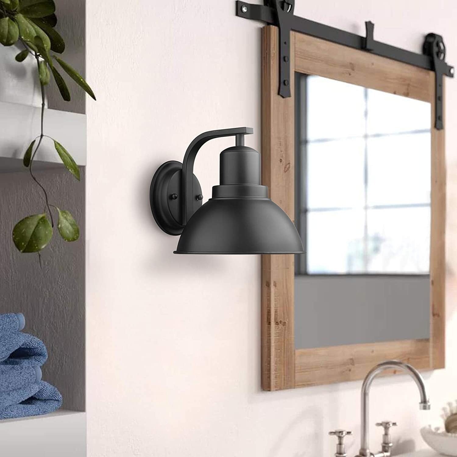Industrial wall mount lamp light fixture black arm wall sconce
