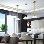 Matte white pendant light island pendant lights fixture with matte brass accents