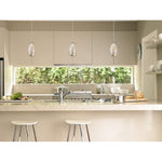 Modern industrial hand crafted mosaic glass pendant light with satin nickel finish