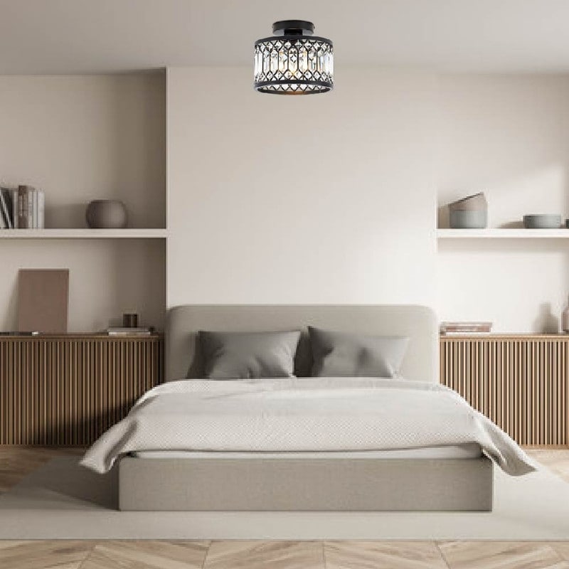 Modern light fixture black Crystal lights metal,glass ceiling light