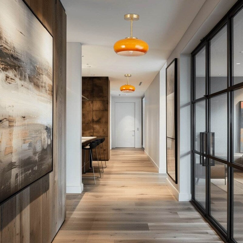 Modern light fixture orange ceiling lighting brass, glass mount flush light