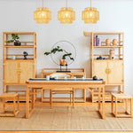 Plug in cord hanging lights natural light fixture rattan, wicker, bamboo kitchen pendant light