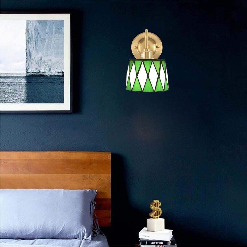 Plug in sconce light green wall lights glass bedroom lights