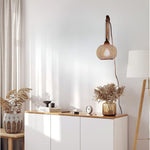Plug in sconce light orange wall light rope, wood,bamboo,metal, diningroom light