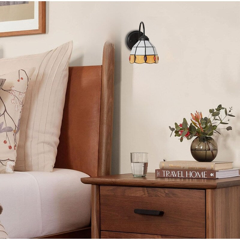 Plug in wall lights orange&white sconce lights glass, metal bedroom lights
