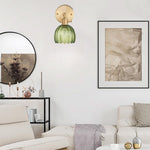 Rechargeable sconce light green wall light brass, glass, iron fixture  light