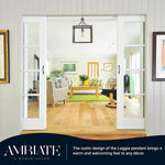 Rust pendant light industrial open cage pendant lamp with wood grain finish