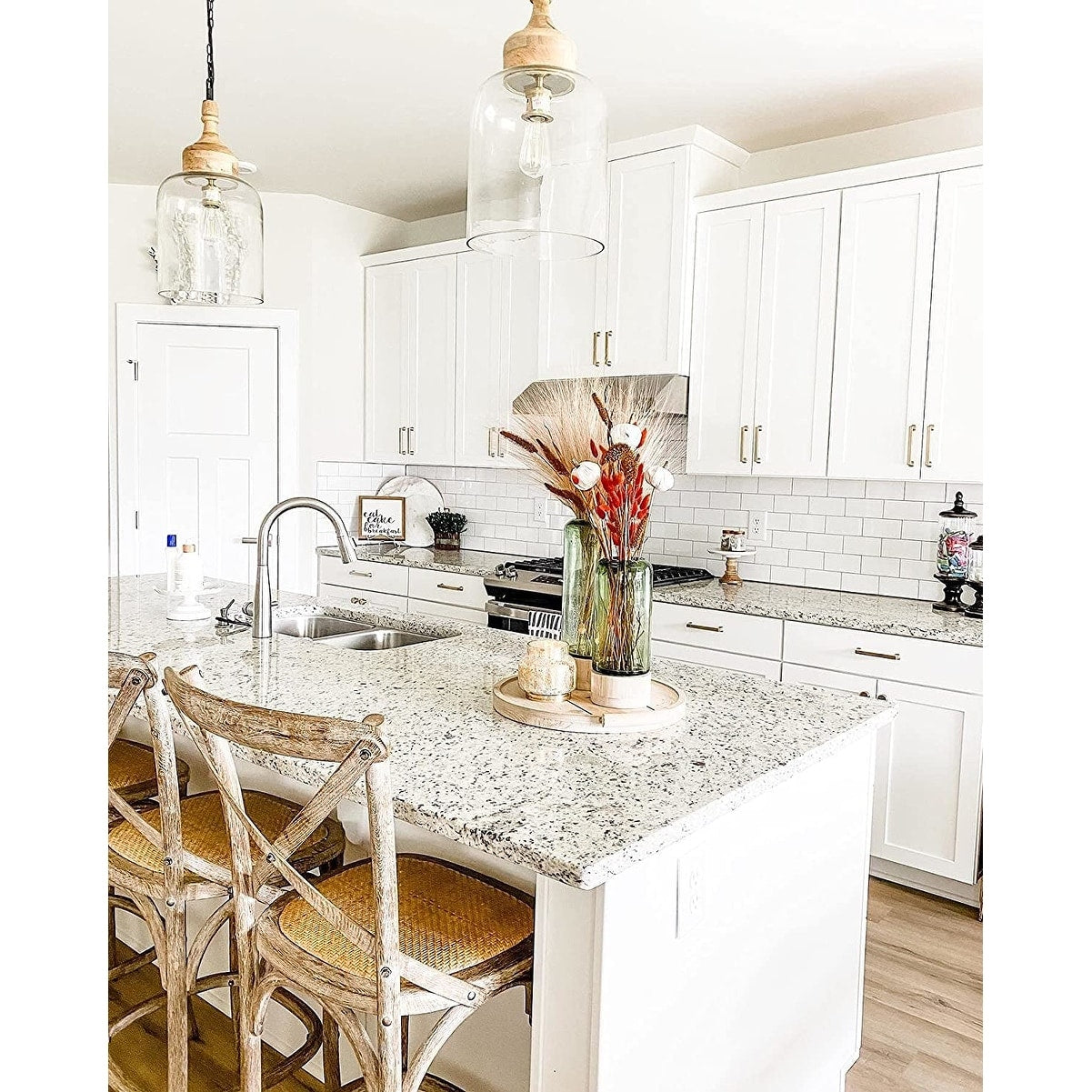 Vintage glass hanging light fixture  farmhouse pendant light