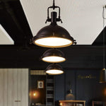 Vintage industrial barn warehouse frosted diffuser pendant light, black dome pendant lamp