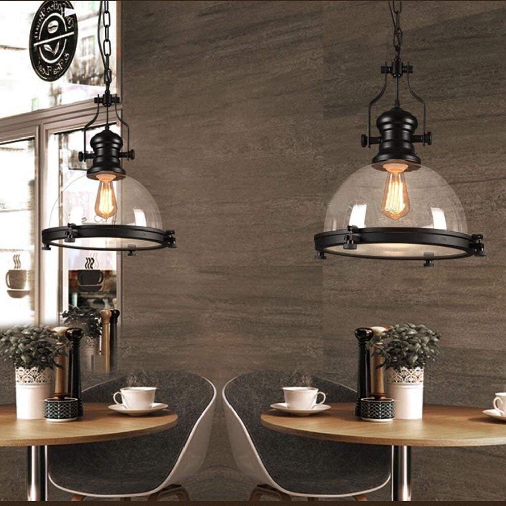 Vintage industrial black barn warehouse clear glass pendant light fixture