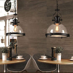 Vintage industrial black barn warehouse clear glass pendant light fixture