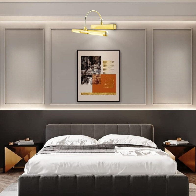 Wireless picture light gold battery light plastic art display light