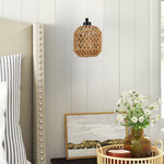 1 Pack bulb light black wall sconces rattan wall light