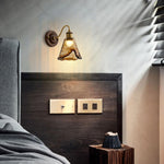 LED shade of light metal glass led light Brown wall sconce