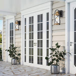Farmhouse exterior lamps ‎glass metal vintage light wood grain lights fixtures