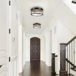 2-light flush mount light metal glass ceiling lamp black gold ceiling light