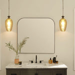 2 Pack hanging light brushed nicke light fixtures  glass, metal pendant light