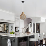 2 Pack light bulb rattan chandeliers fixture rattan pendant light