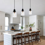6.29” Hanging lighting black seeded glass island lights glass, metal pendant light