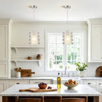 Modern kitchen island glass metal ceiling lighting silver hanging pendant