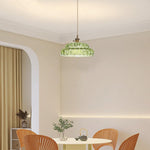 Hand-blown pendant light glass hanging fixture green ceiling lamp