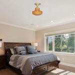 1-light bulb light iron glass semi flush mount gold ceiling light