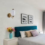 E12  Bulb light white bedroom light fixtures glass, metal wall light