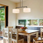 2 Light dining light fixtures off-white farmhouse chandelier fabric pendant lights