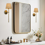 Vintage wall sconce light metal rattan vanity lighting brass gold wall lamp