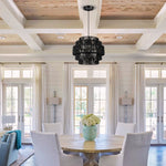 5-tier boho chandelier rattan ceiling fixture black pendant light