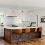 1-light Adjustable hanging fixture glass metal pendant lights amber gold mini chandeliers