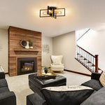 4 light bulbs light metal wood light fixture black natural wood color ceiling light
