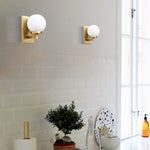 Modern wall sconce glass metal vanity light antique brass white lights