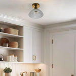 1-Light light bulb glass shade metal base ceiling lamp flush mount gold brass ceiling light
