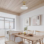 Modern light fixture ribbed glass iron semi flush mount gold ceiling lamp