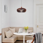 Round kitchen island metal wood hanging pendant light black coffee chandelier