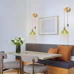 4.9FT green lighting gold & green plug in hanging light brass, glasswall light