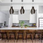 Antique Living Room Light Brown Hanging Light Metal, Wood  Pendant Light