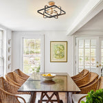 4-Light ceiling light fixture iron ceiling lamp black gold semi flush mount light