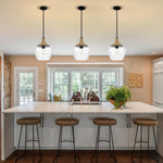 1-Light hanging light alloy steel glass mini pendant matte black ceiling fixture