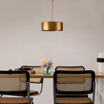 4-Light drum chandelier metal pendant light bronze gold hanging fixture