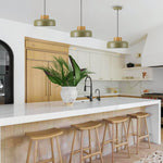 12.6in Adjustable kitchen island metal wood hanging lamp olive green pendant fixture