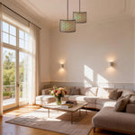 3 light hanging lighting iron TC fabric white shade matte black bulbs light