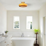 1-light ceiling lamp glass metal light fixture gold orange flush mount light