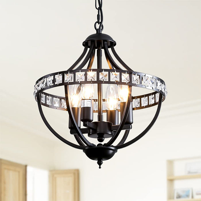 4 light crystal chandelier rust vintage black farmhouse pendant hanging light