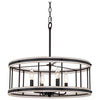 4 light farmhouse chandelier drum pendant light fixture with white wood style and black finish