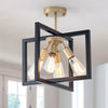 4 light industrial ceiling light fixture black and gold rectangle flush mount lighting fixture